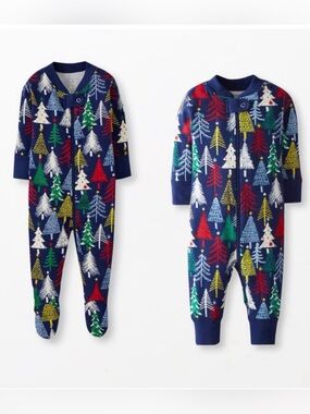 Hanna Andersson Color Holiday Tree Print Zippered Footie Sleeper